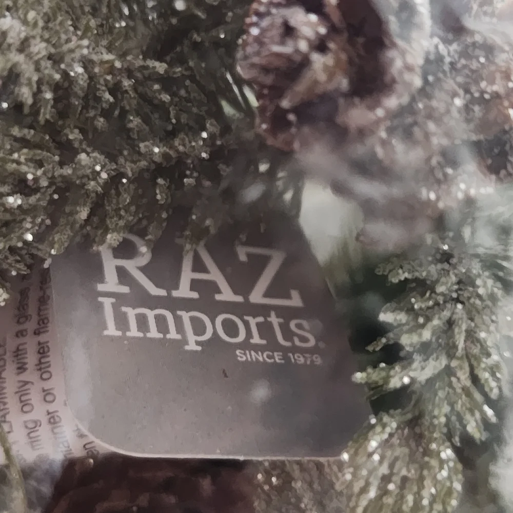2 pc. Raz Imports iced pine candle ring 7.5